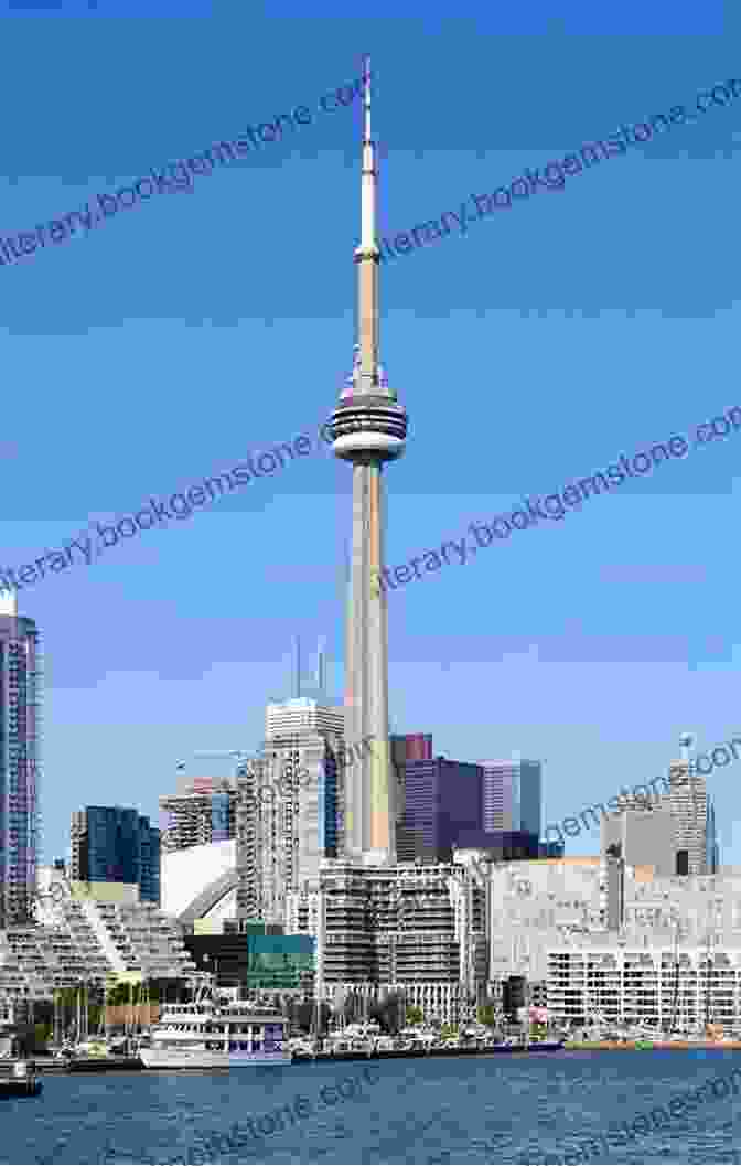 A Majestic View Of The CN Tower, Piercing The Toronto Skyline With Its Iconic Silhouette. A Walking Tour Of Toronto Downtown (Look Up Canada Series)